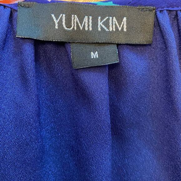 Yumi Kim Size M Floral Print Bell Sleeve Mini Dress Silk - Picture 4 of 5